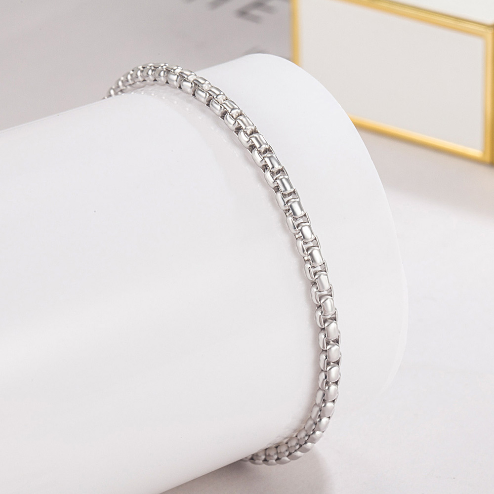 Men Accessories Chain And Bracelet - للجنسين 925 فضة الكفة سوار 3