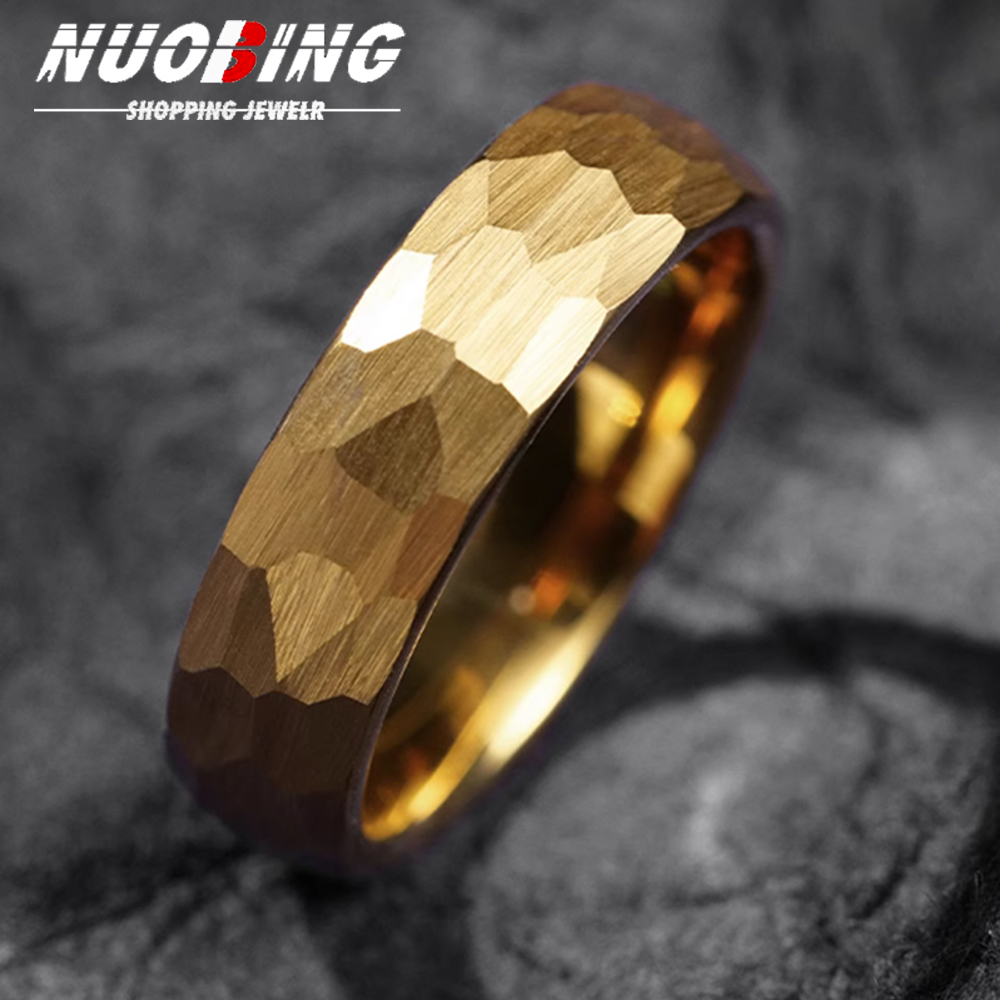Men Accessories For Wedding - خواتم تيتانيوم مطروقة متعددة الأوجه للرجال