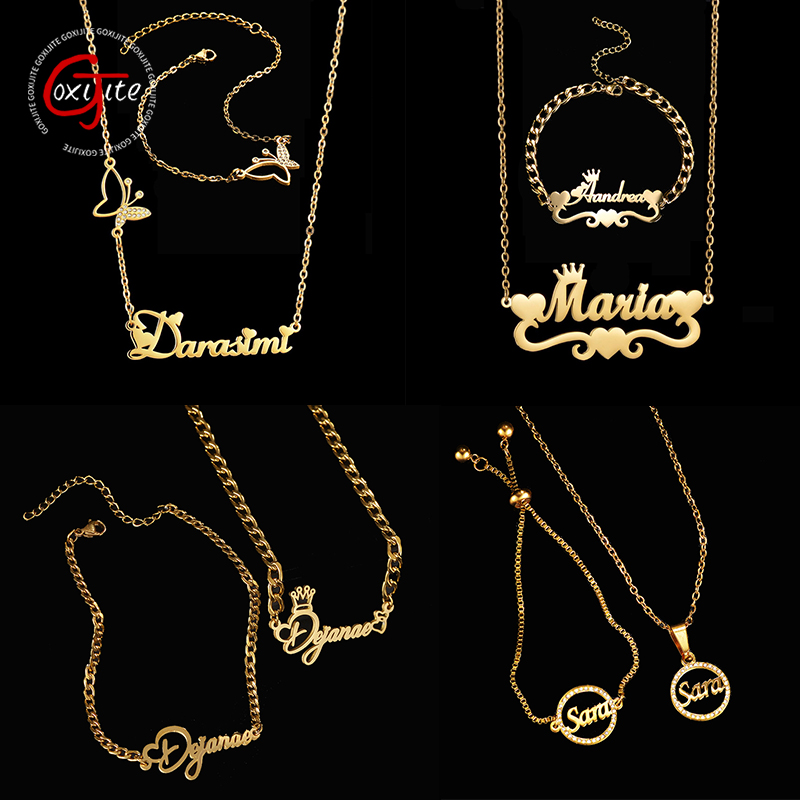 Men'S Accessories Jewelry Bracelet - Goxijite تخصيص اسم قلادة مجموعة الفولاذ