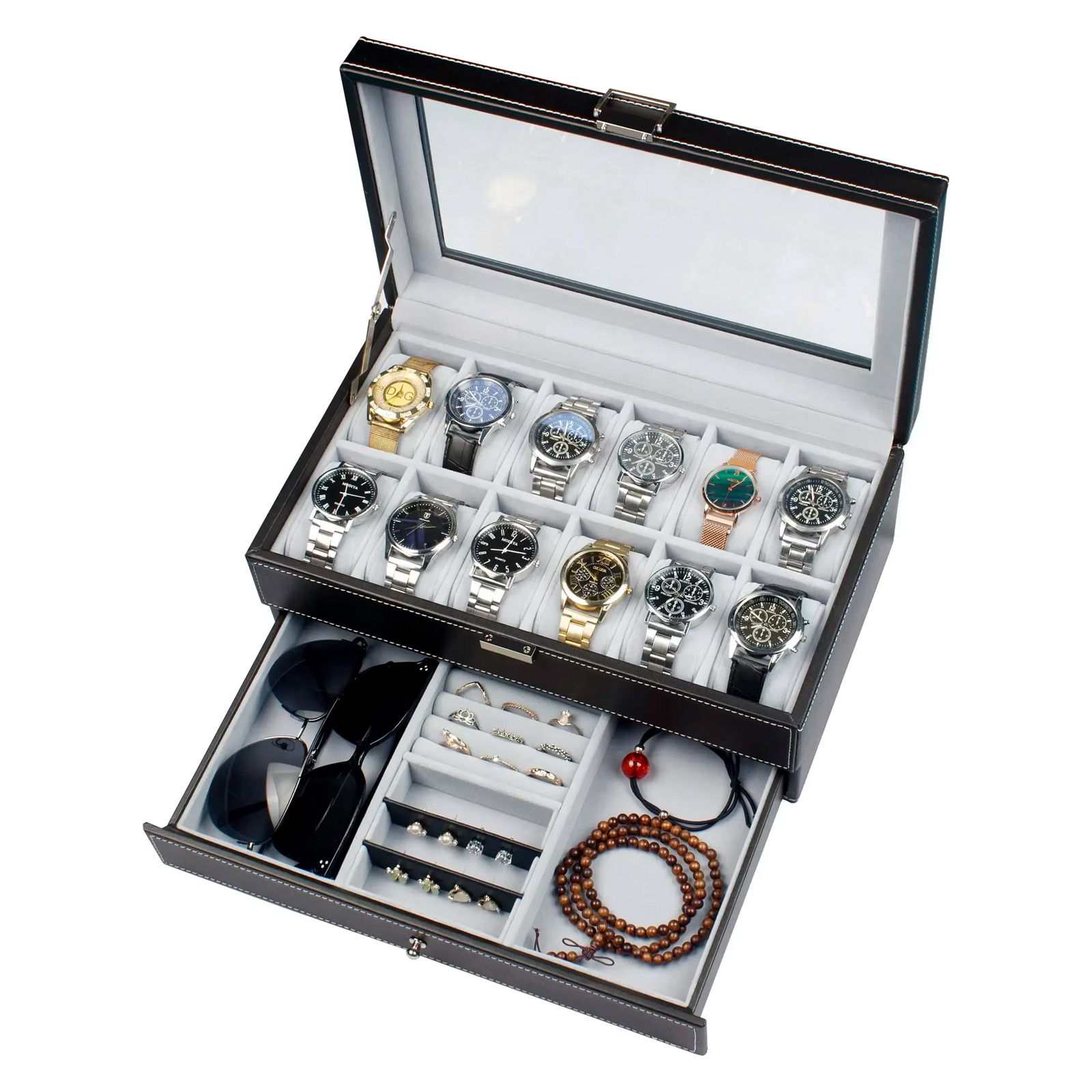Men Accessories Organiser - صناديق تخزين ساعات جلدية جديدة قابلة