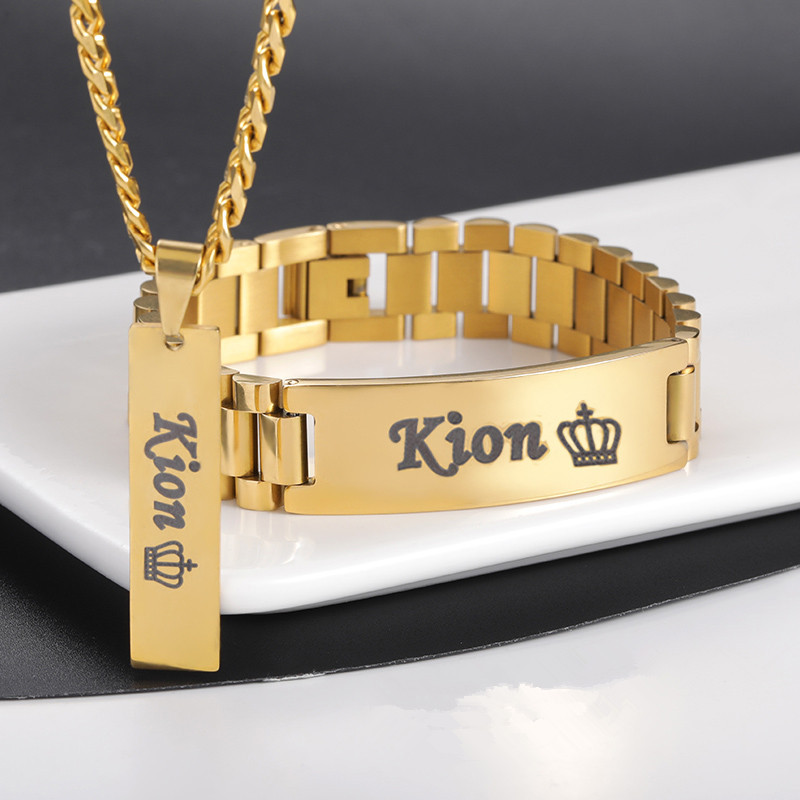 Men'S Accessories Jewelry Bracelet - اسم مخصص مجموعة مجوهرات قلادة للرجال