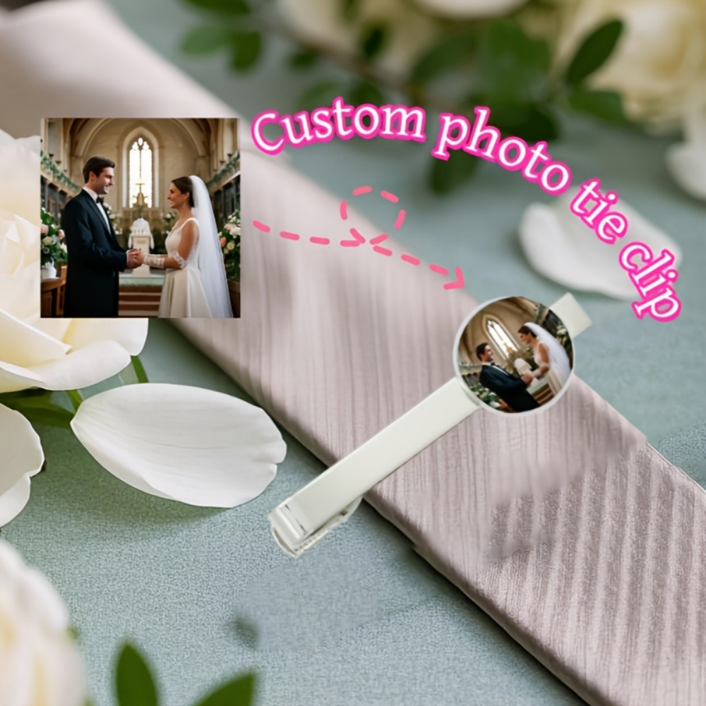 Men Accessories For Wedding - مشبك ربطة عنق مخصص منقوش بالصور