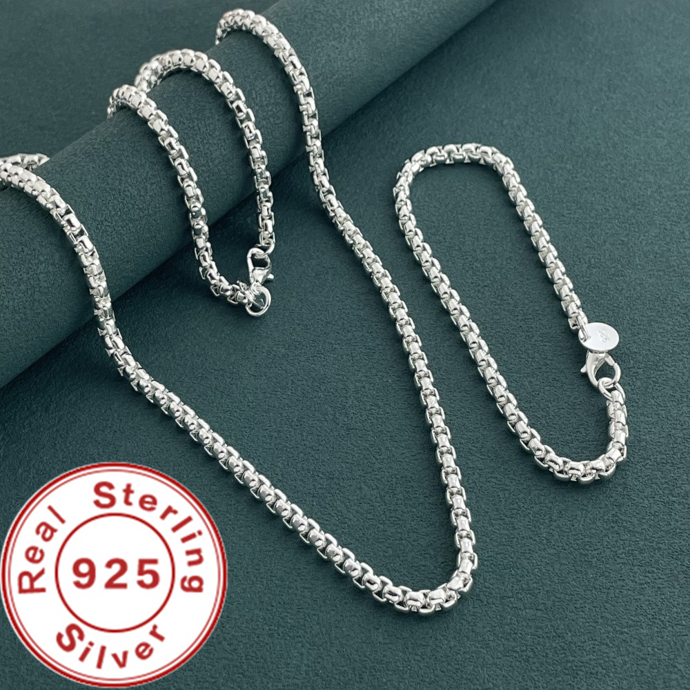 925 فضة 4 مللي متر صندوق مستدي - مراجعة Men Accessories Chain And Bracelet وسعره