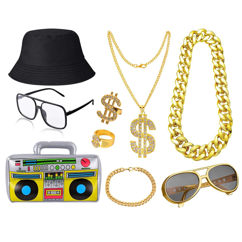 80s 90s الهيب هوب طقم أزياء لل - مراجعة Men Accessories Chain And Bracelet وسعره