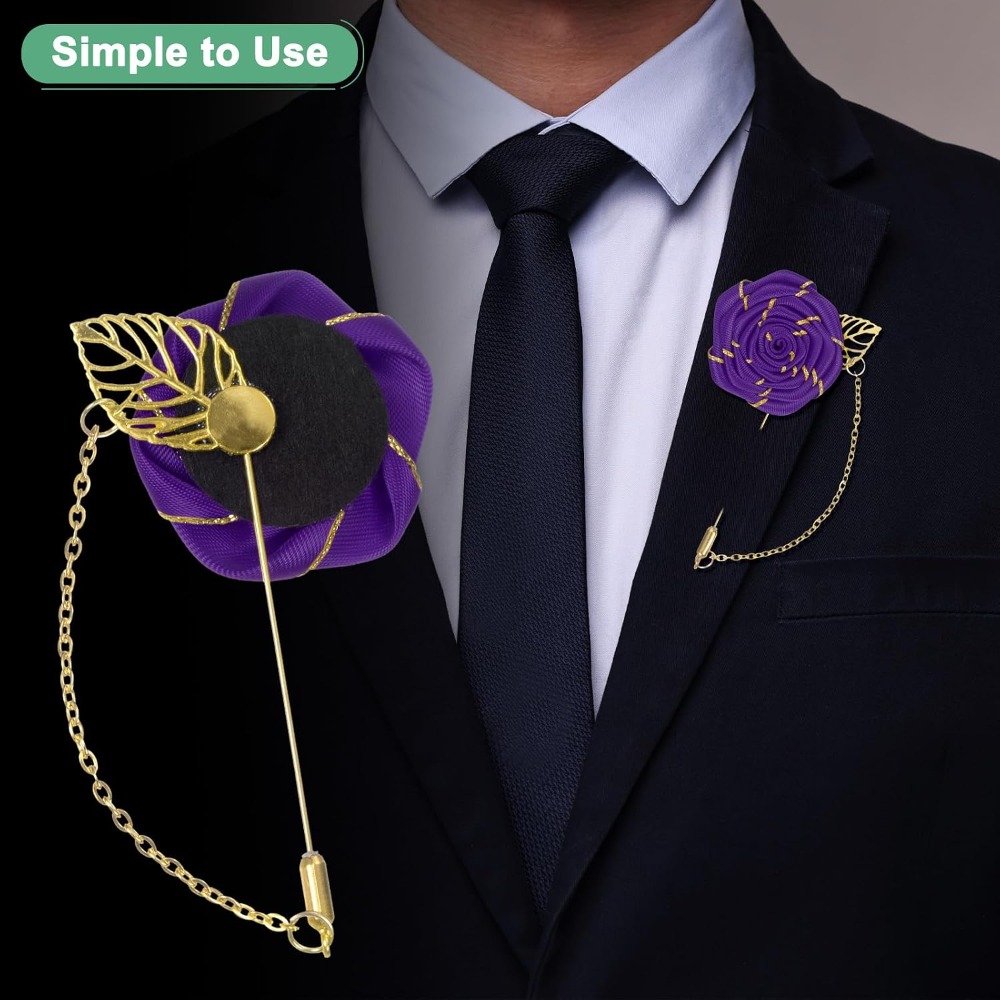 دبوس زهرة الورد المصنوع من الق - مراجعة Men Accessories For Wedding وسعره